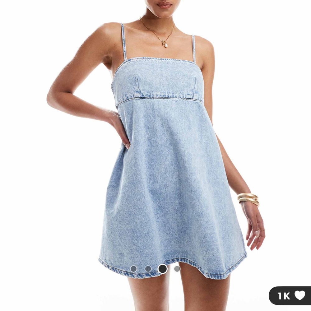 ASOS Tall denim Cami mini dress in bleach wash. US 6
